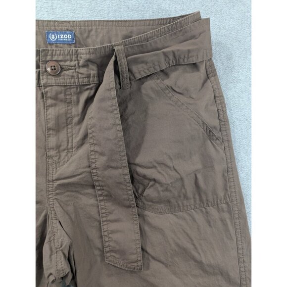 Izod Pants Womens Size 10 Brown Capri Wide Leg Slash Pockets 100% Cotton Boho - Picture 3 of 14